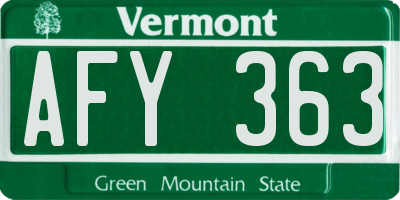 VT license plate AFY363