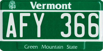 VT license plate AFY366