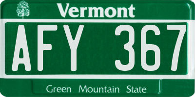 VT license plate AFY367