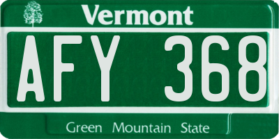 VT license plate AFY368