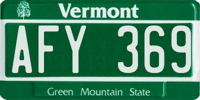 VT license plate AFY369