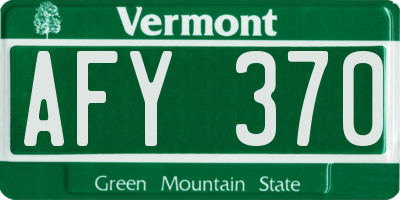 VT license plate AFY370