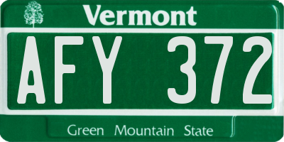 VT license plate AFY372