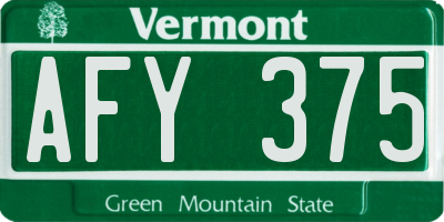 VT license plate AFY375