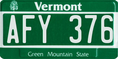 VT license plate AFY376