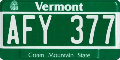 VT license plate AFY377
