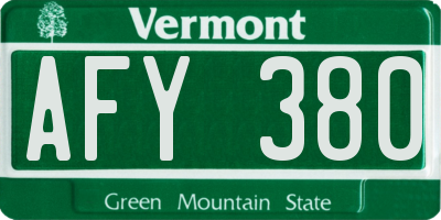 VT license plate AFY380