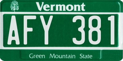 VT license plate AFY381