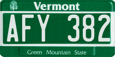 VT license plate AFY382