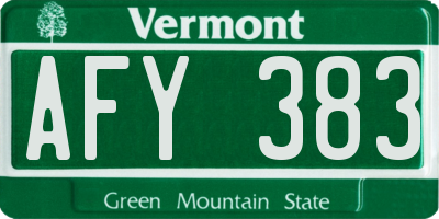 VT license plate AFY383