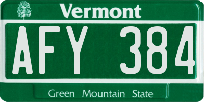 VT license plate AFY384