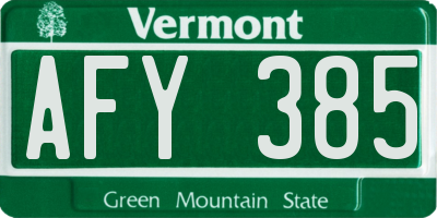VT license plate AFY385