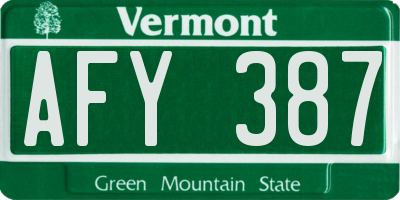 VT license plate AFY387