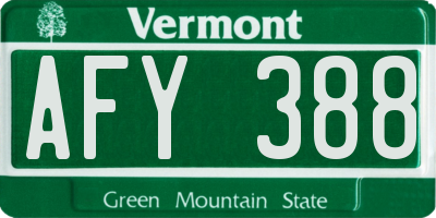 VT license plate AFY388
