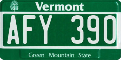 VT license plate AFY390