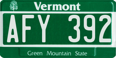 VT license plate AFY392