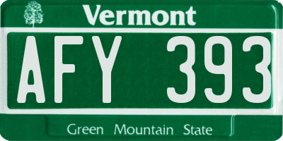 VT license plate AFY393
