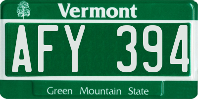 VT license plate AFY394