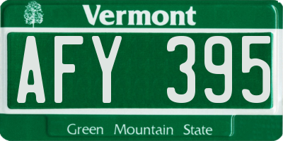 VT license plate AFY395
