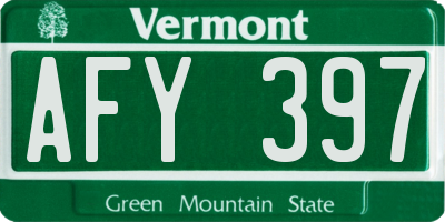 VT license plate AFY397