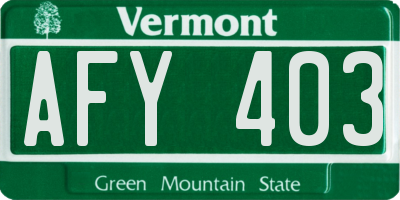VT license plate AFY403