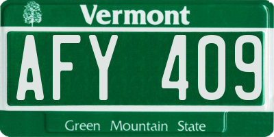 VT license plate AFY409
