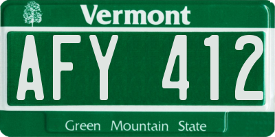 VT license plate AFY412