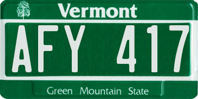 VT license plate AFY417