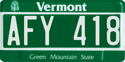 VT license plate AFY418
