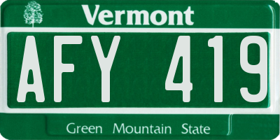 VT license plate AFY419