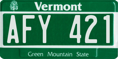 VT license plate AFY421