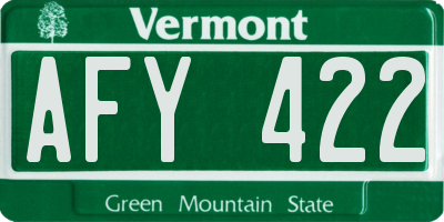 VT license plate AFY422