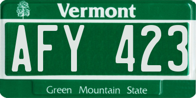 VT license plate AFY423