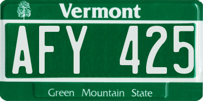 VT license plate AFY425