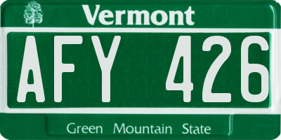 VT license plate AFY426