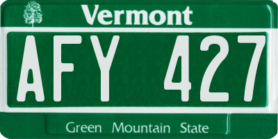 VT license plate AFY427