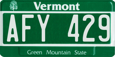 VT license plate AFY429