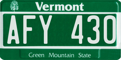 VT license plate AFY430