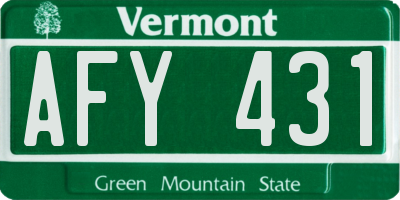 VT license plate AFY431