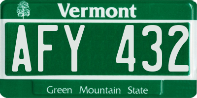 VT license plate AFY432