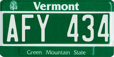 VT license plate AFY434