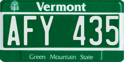 VT license plate AFY435