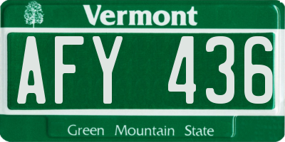 VT license plate AFY436