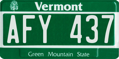 VT license plate AFY437