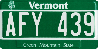 VT license plate AFY439