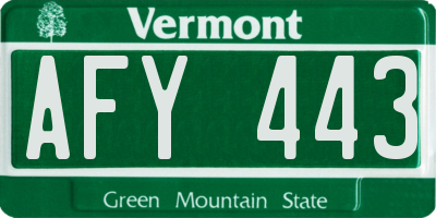 VT license plate AFY443
