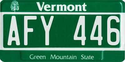 VT license plate AFY446