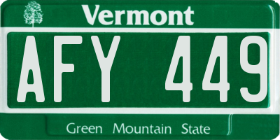 VT license plate AFY449