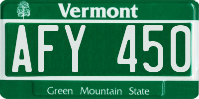 VT license plate AFY450