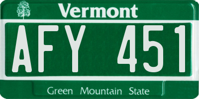 VT license plate AFY451